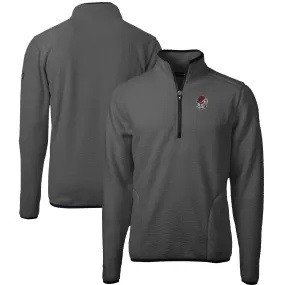 Men's Cutter & Buck  Gray/Black Georgia Bulldogs Cascade Eco Sherpa Fleece Quarter-Zip Pullover Jacket