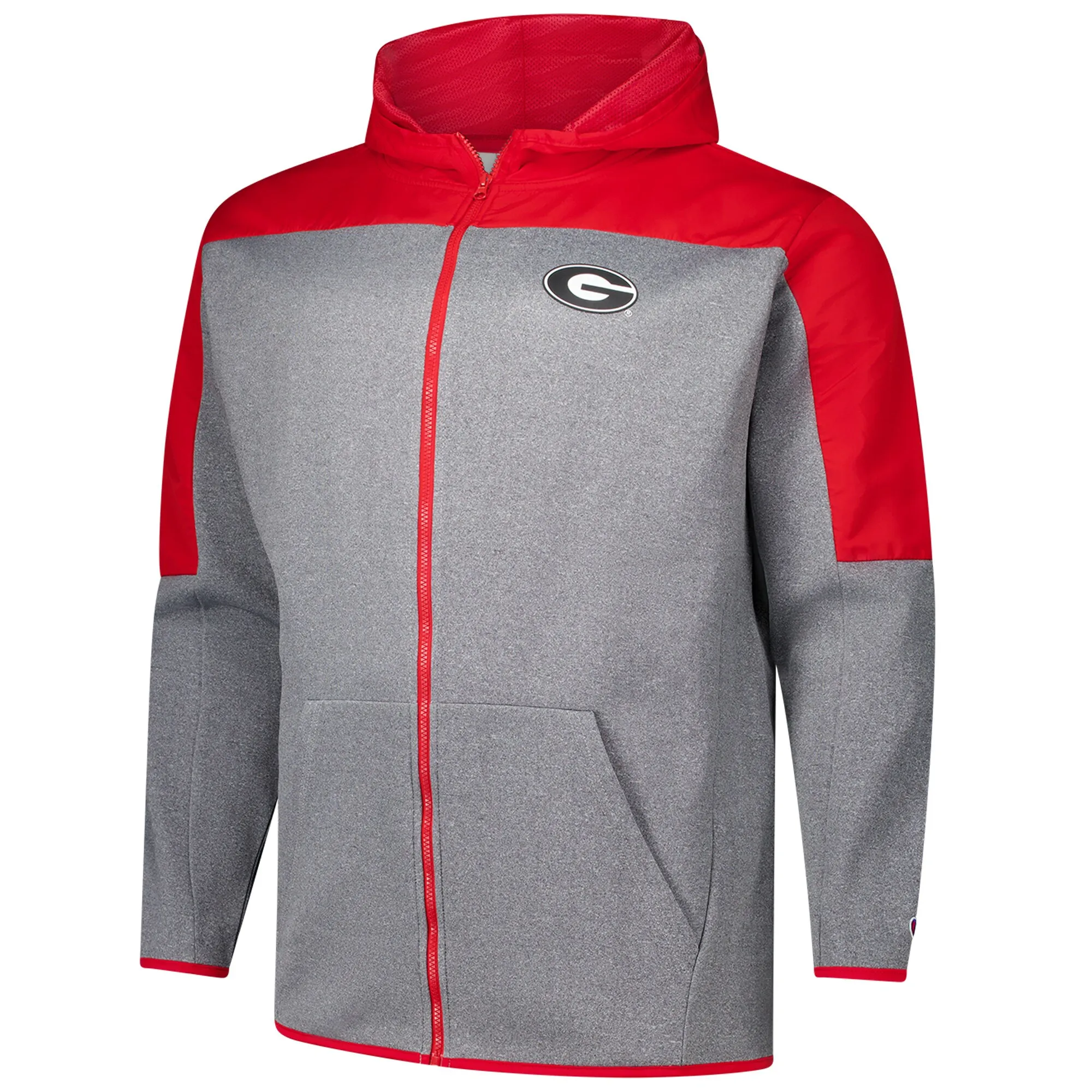 Men's Fanatics Red/Gray Georgia Bulldogs Big & Tall Pieced Full-Zip Hoodie Jacket