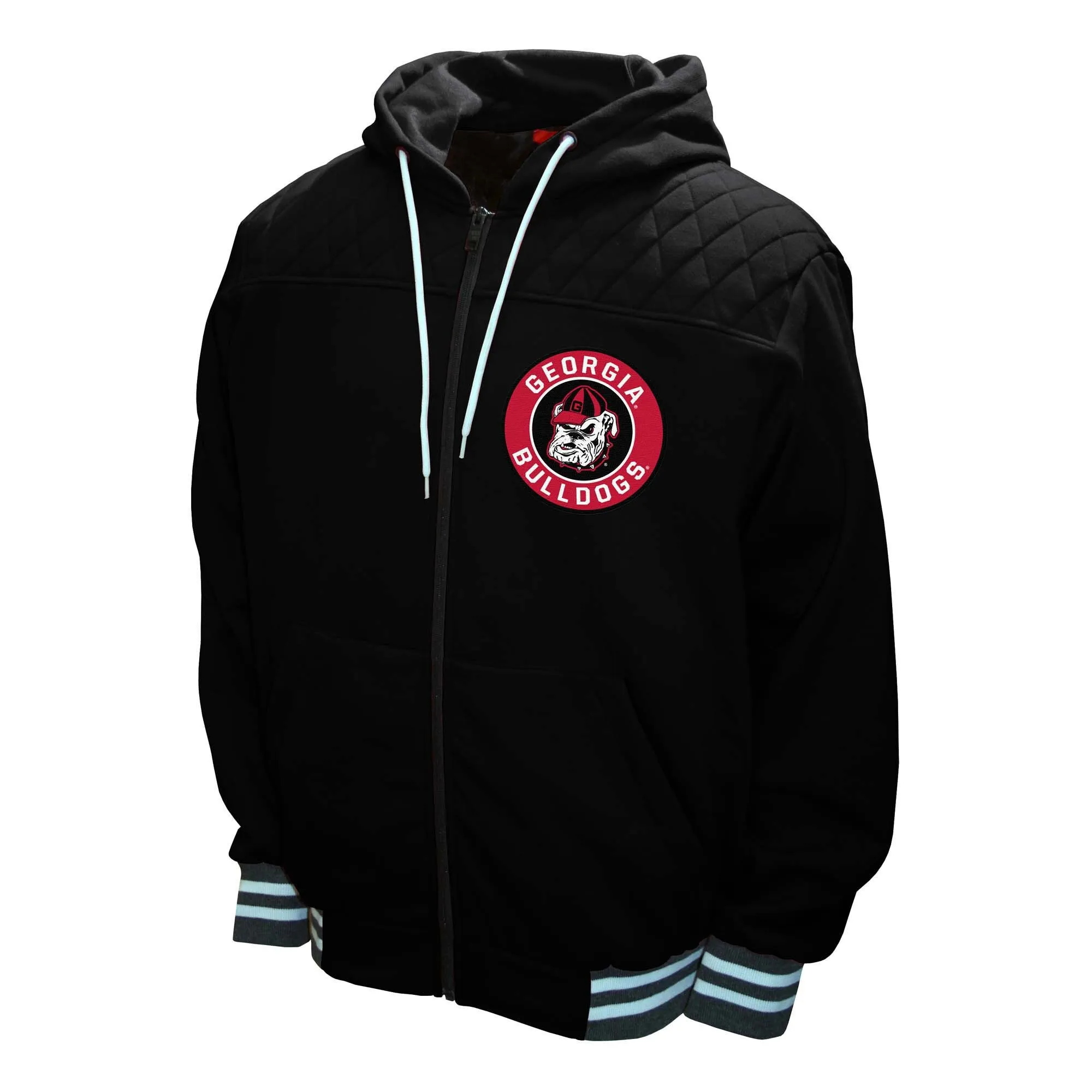 Men's Franchise Club Black Georgia Bulldogs Walk-On Full Zip Hoodie Jacket