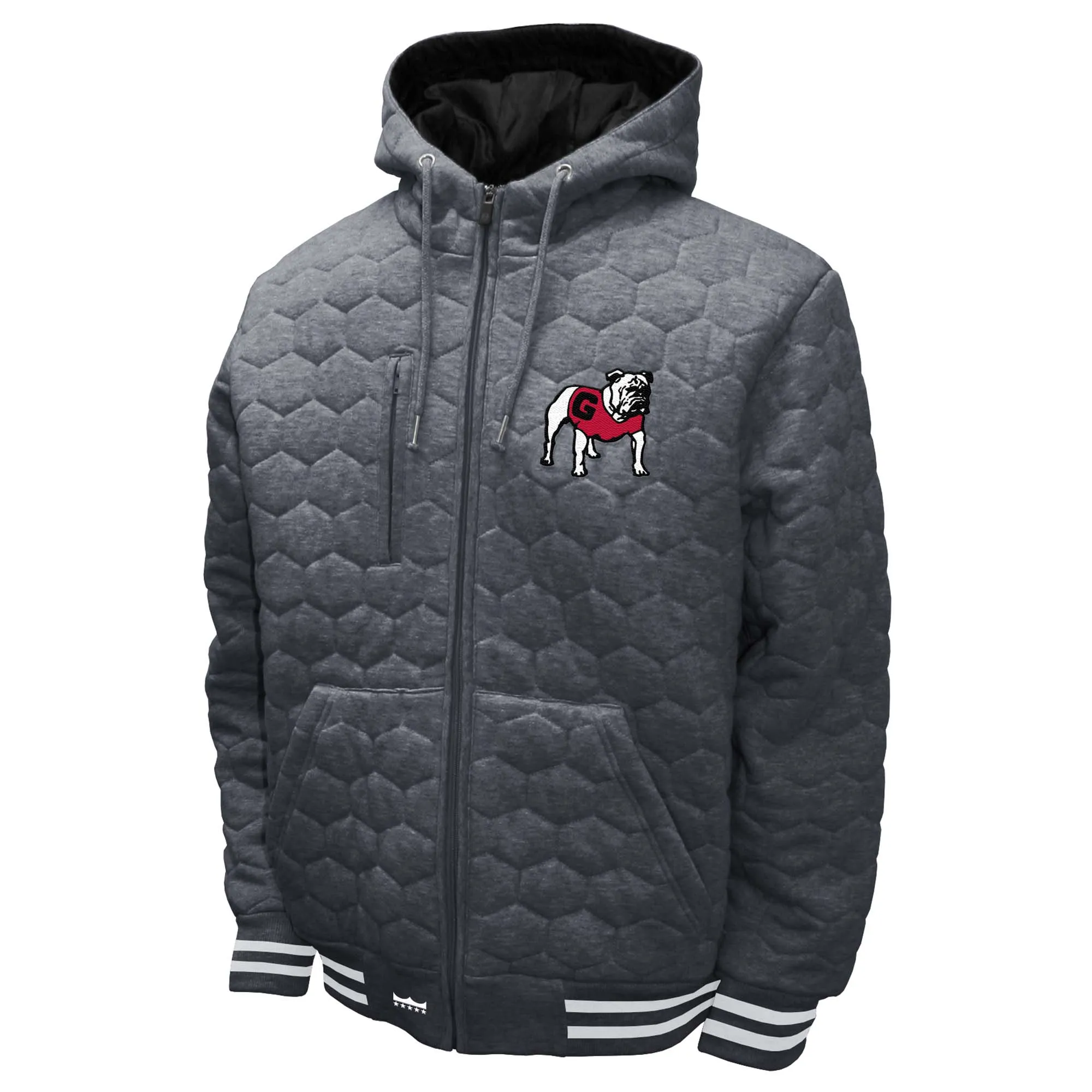 Men's Franchise Club Gray Georgia Bulldogs Honeycomb Fleece Full-Zip Hoodie Jacket