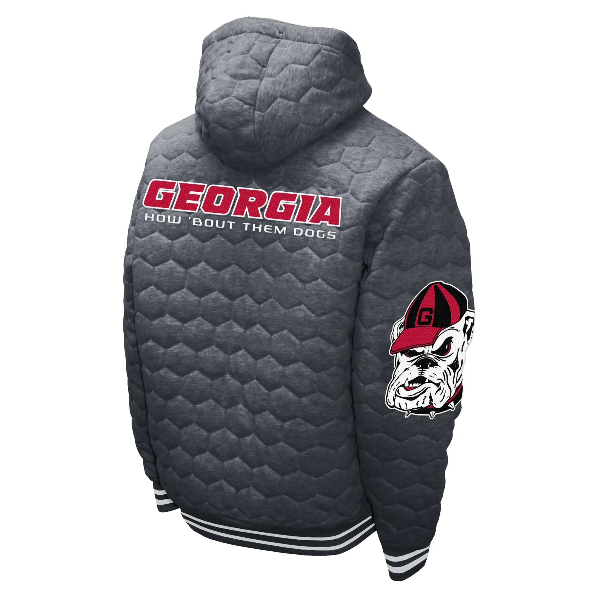 Men's Franchise Club Gray Georgia Bulldogs Honeycomb Fleece Full-Zip Hoodie Jacket