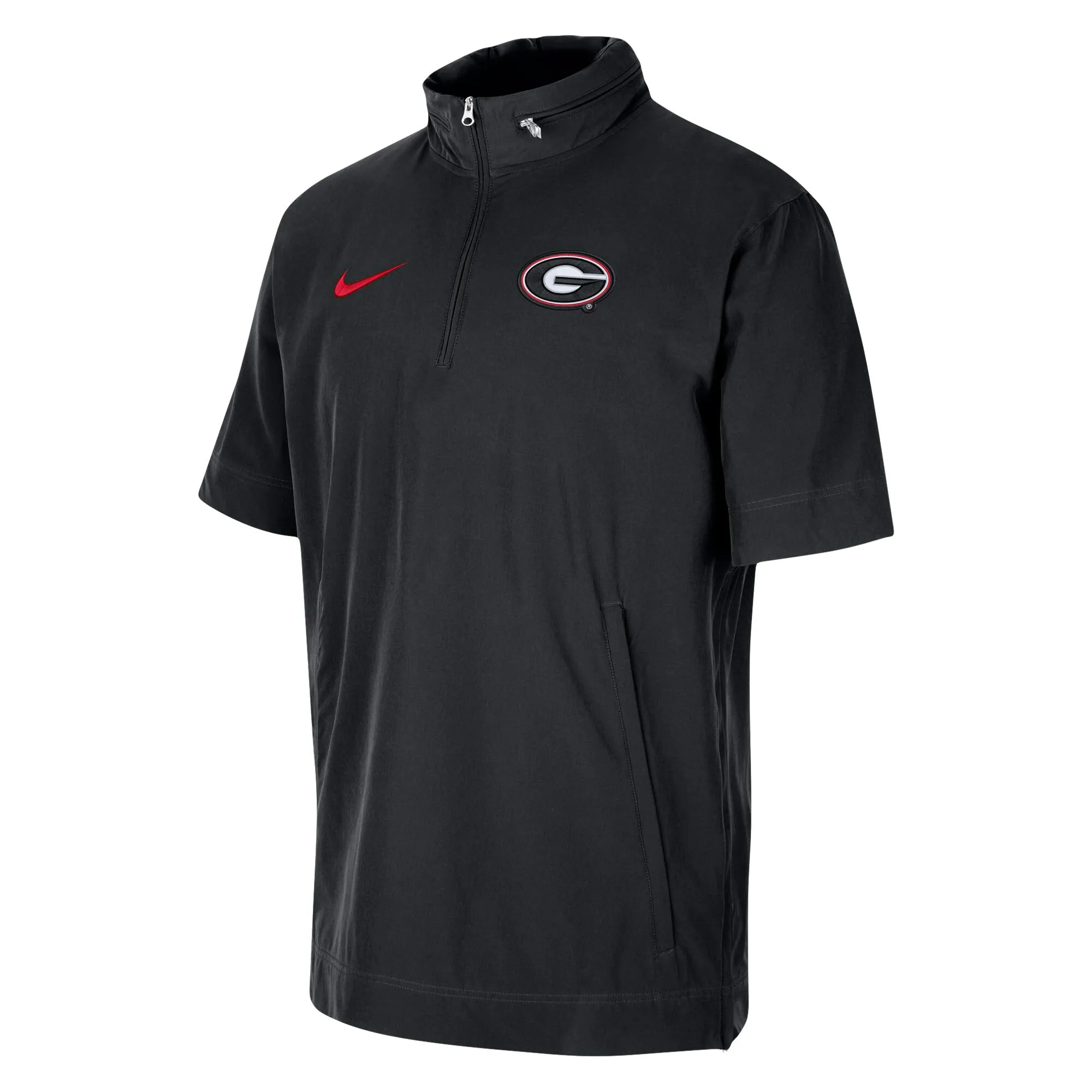 Men's Nike Black Georgia Bulldogs Coaches Half-Zip Short Sleeve Jacket