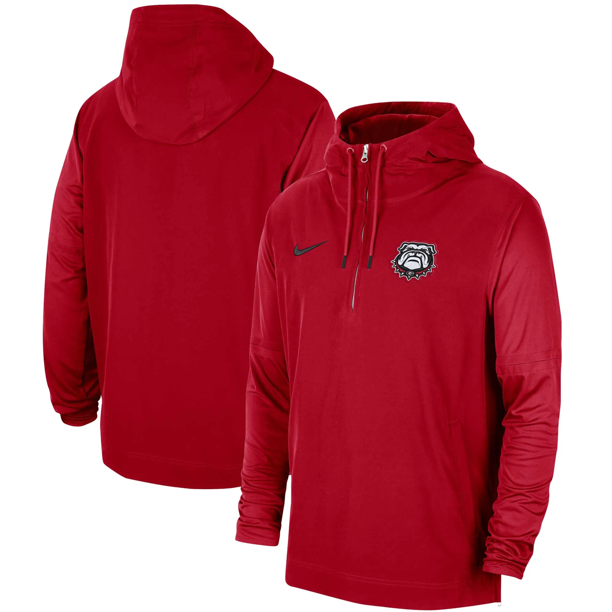 Men's Nike Red Georgia Bulldogs 2023 Sideline Player Quarter-Zip Hoodie Jacket