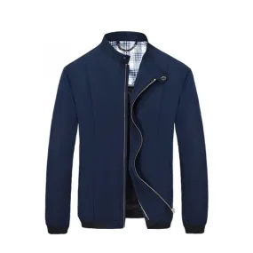 Men's Sport Jacket with Single Butyon on Collar and Zip