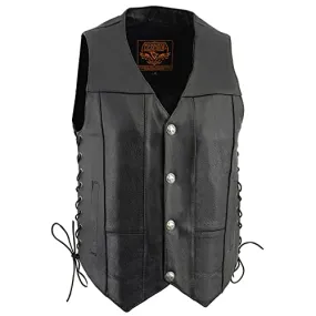 Milwaukee Leather LKM3701 Men's Side Lace Leather Vest with Buffalo Snaps - Horizon Leathers