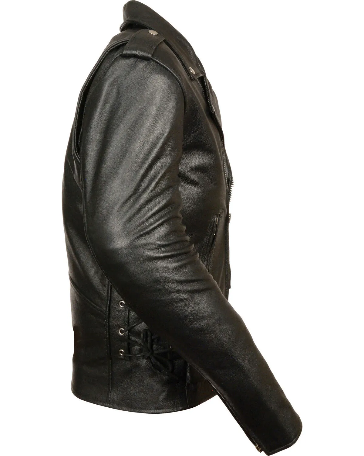 Milwaukee Leather Men's Classic Side Lace Police Style Motorcycle Jacket - Tall - 5XT