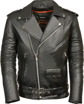 Milwaukee Leather Men's Classic Side Lace Police Style Motorcycle Jacket - Tall - 5XT