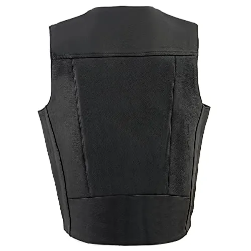 Milwaukee Leather ML1368 Men's Classic Black Leather Vest with Buffalo Nickel Snaps - Horizon Leathers