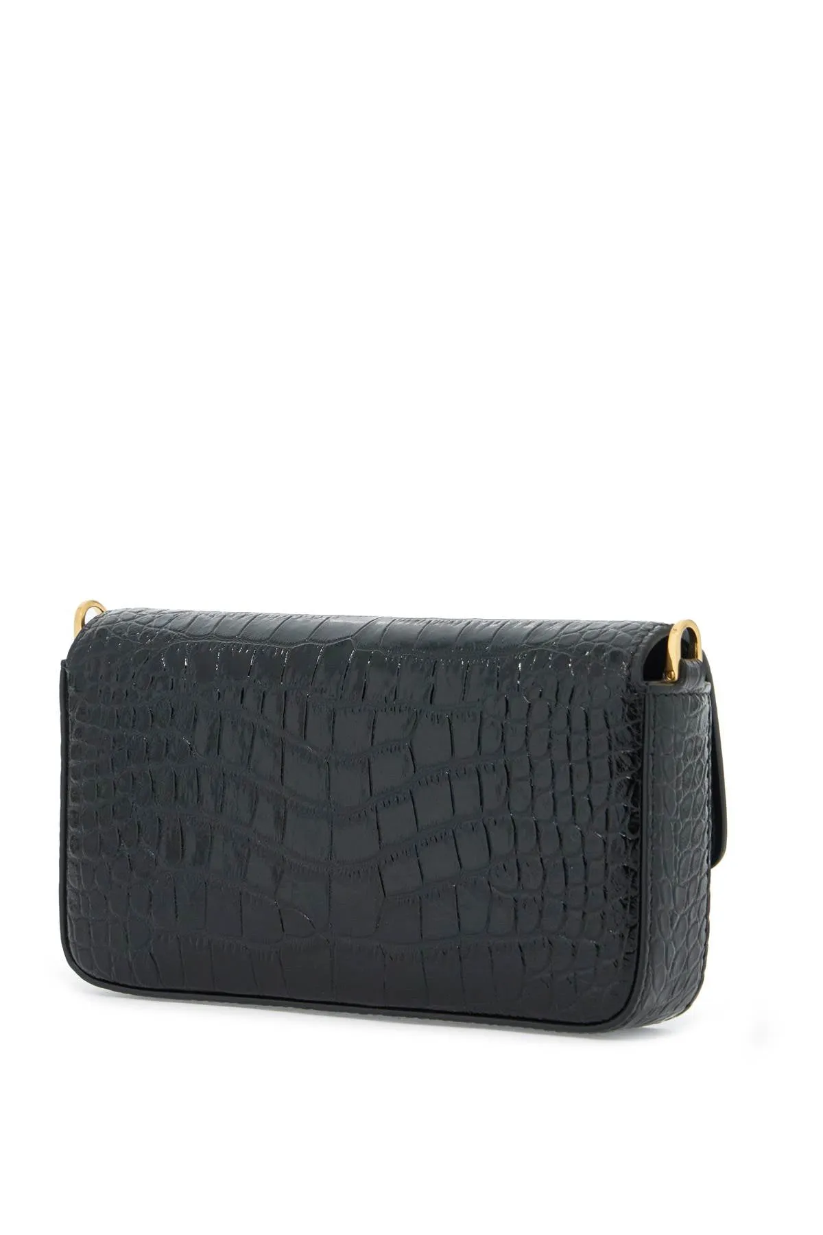 mini wallis crocodile print leather bag. L1835 LCL395X BLACK