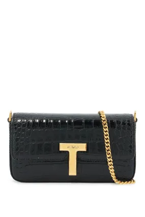 mini wallis crocodile print leather bag. L1835 LCL395X BLACK