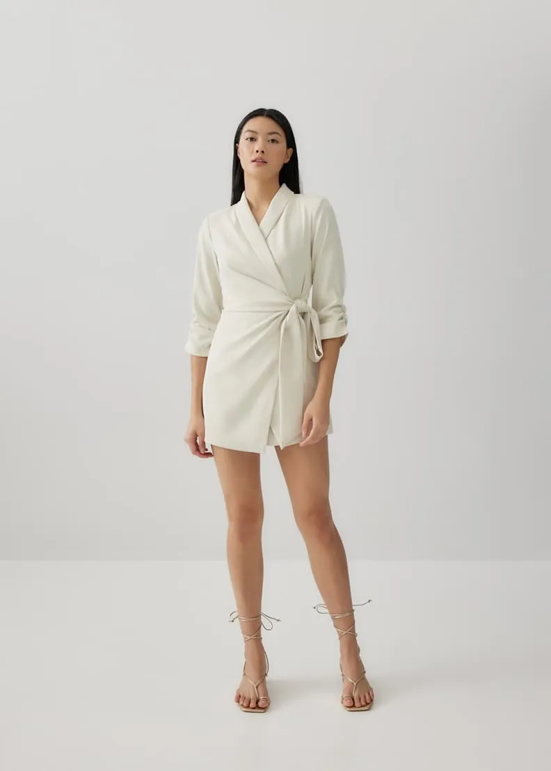 Miranda Shoulder Padded Wrap Romper