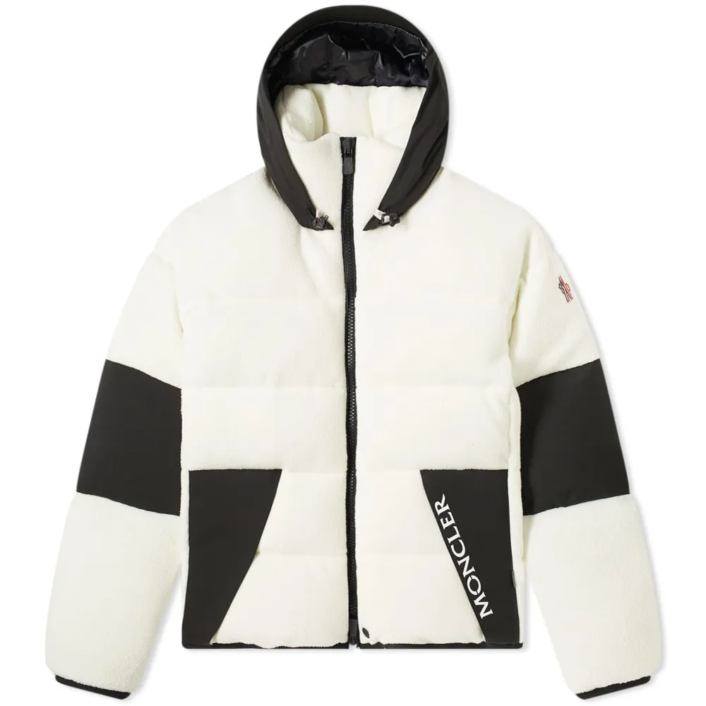 Moncler Grenoble Polar Fleece Down Hooded JacketWhite & Black