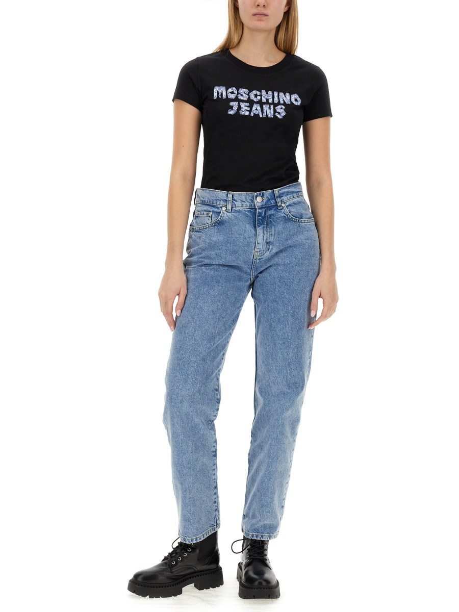 MOSCHINO JEANS      PANTALONE BOYFRIEND IN DENIM RICICLATO