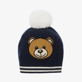 Navy Blue Teddy Pom-Pom Baby Hat