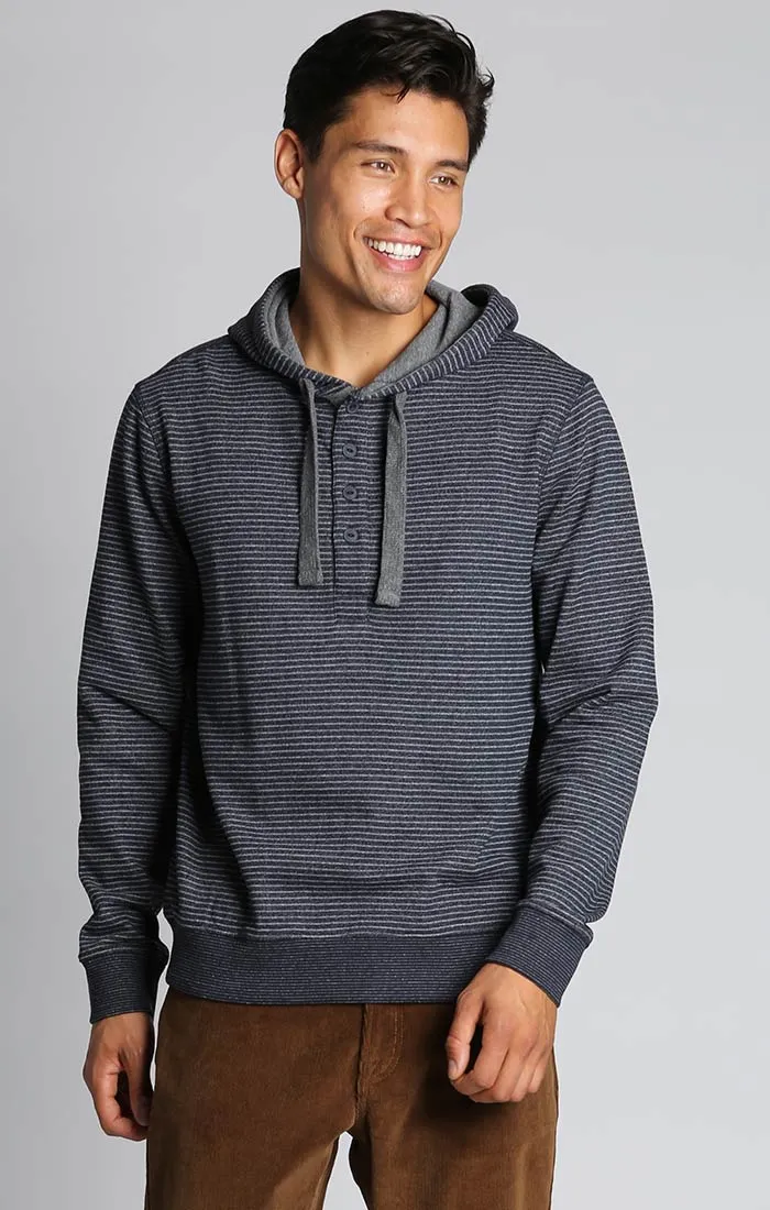 Navy Sustainable Fleece Hooded Henley