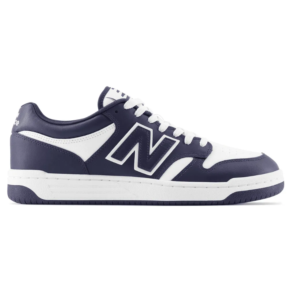 New Balance 480 White & Navy Trainers