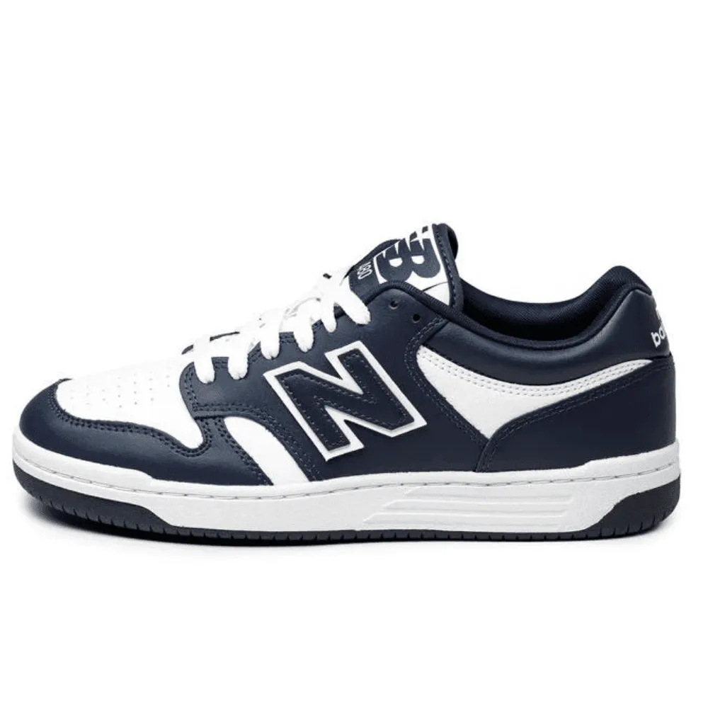 New Balance 480 White & Navy Trainers