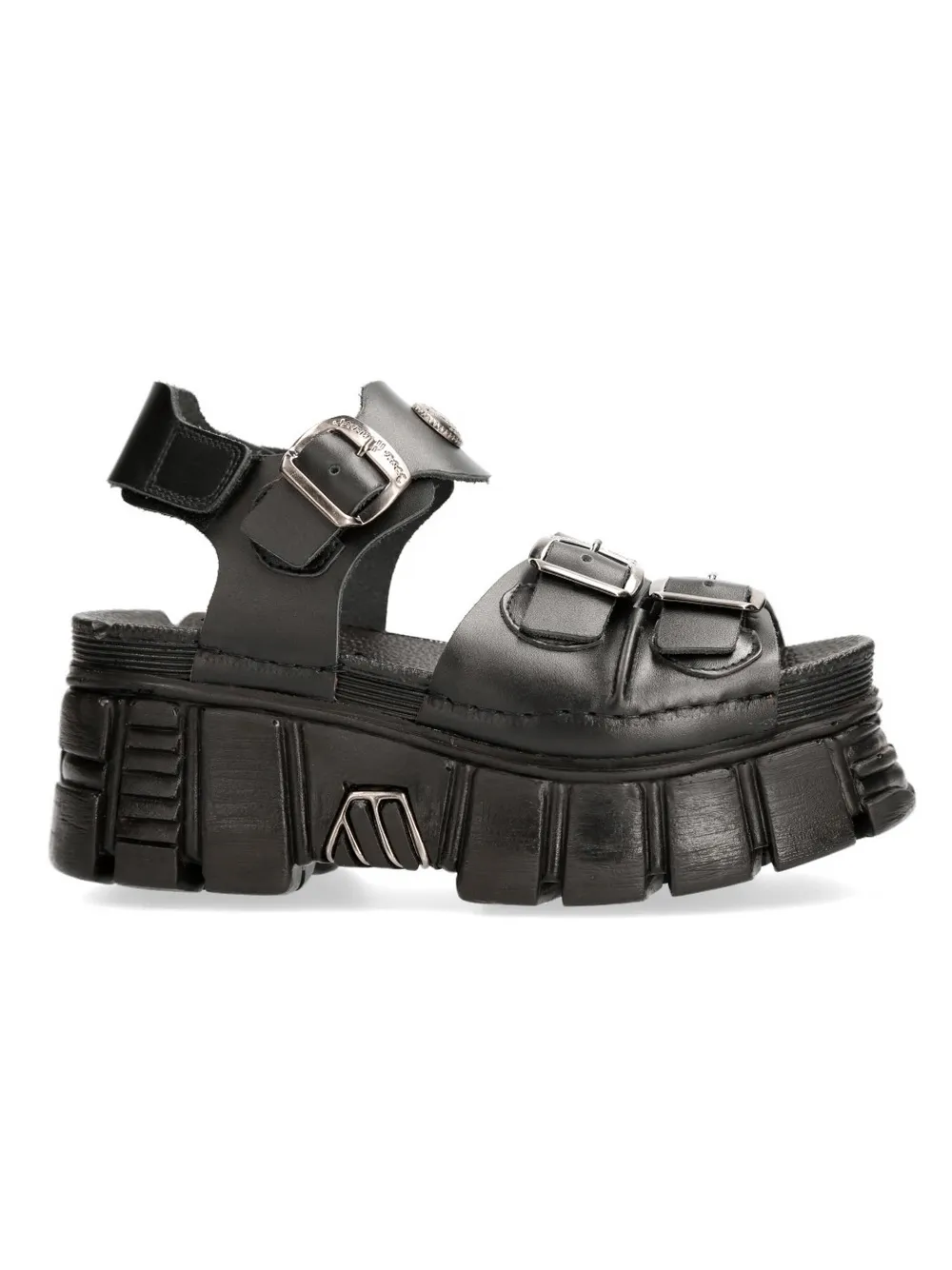 NEW ROCK Black Buckled Platform Sandals in Urban Style