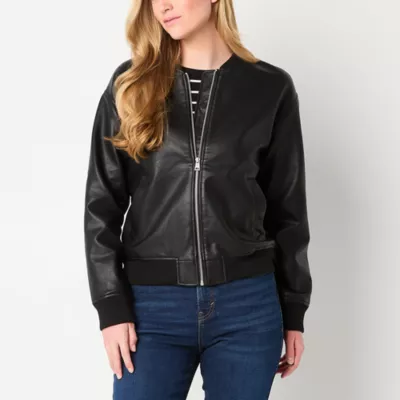 new!a.n.a Womens Faux Leather Midweight Motorcycle Jacket