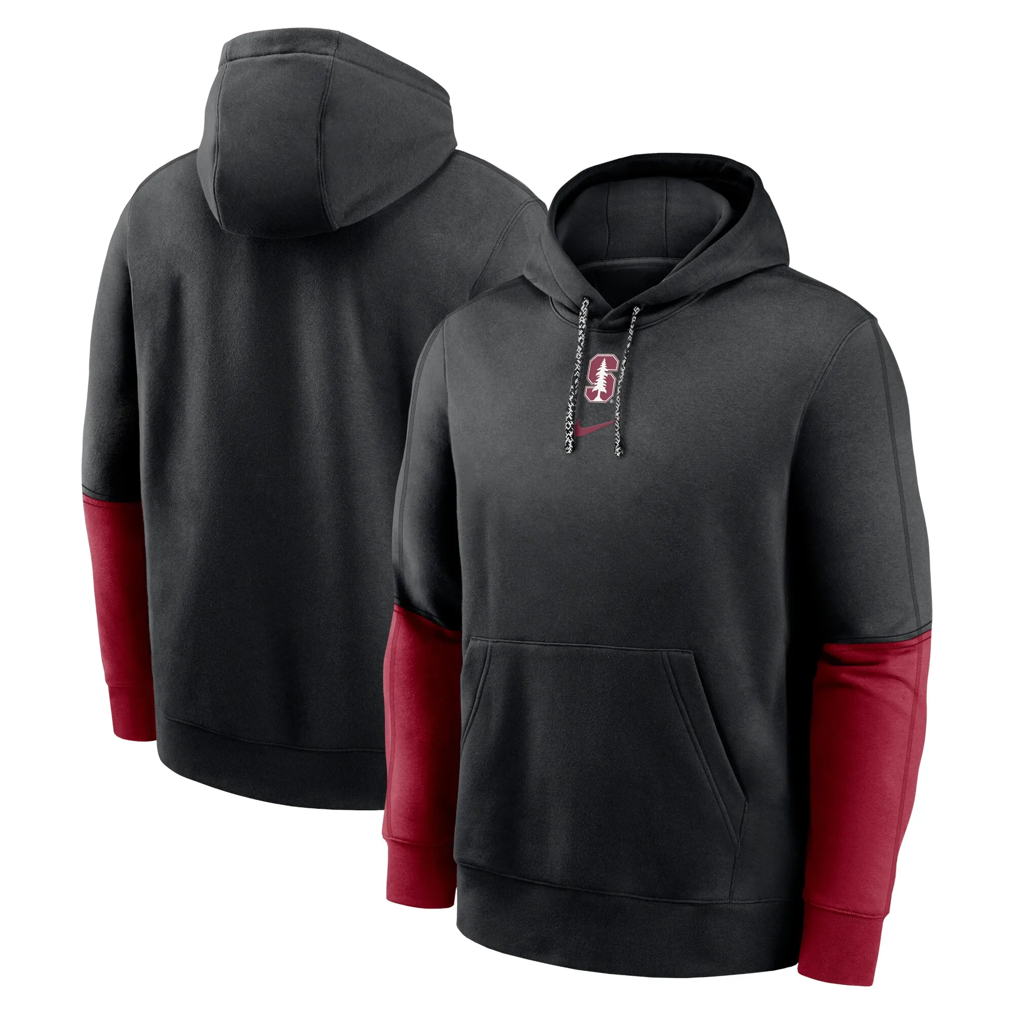 Nike Stanford Cardinal Black/Cardinal 2024 Sideline Club Pullover Hoodie