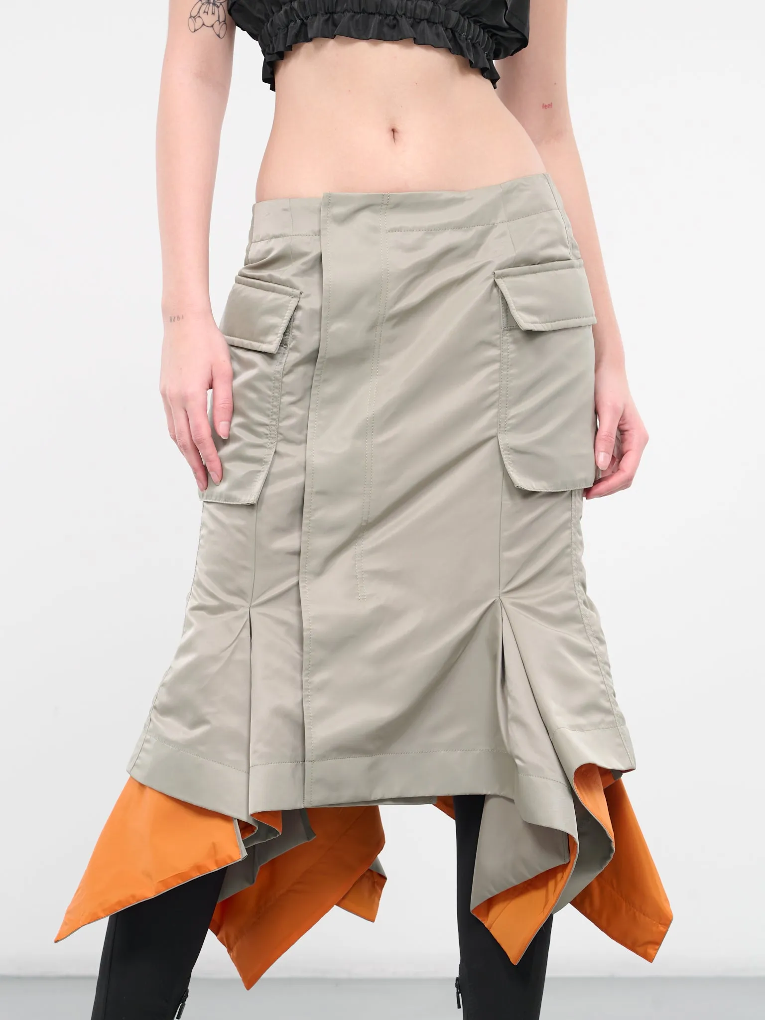 Nylon Twill Bomber Skirt (24-07089-535-LIGHT-GREEN)