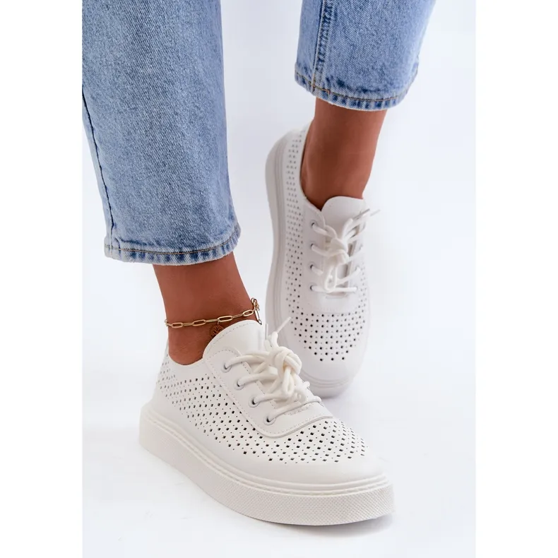 Openwork Sneakers On Platform White Tanvi