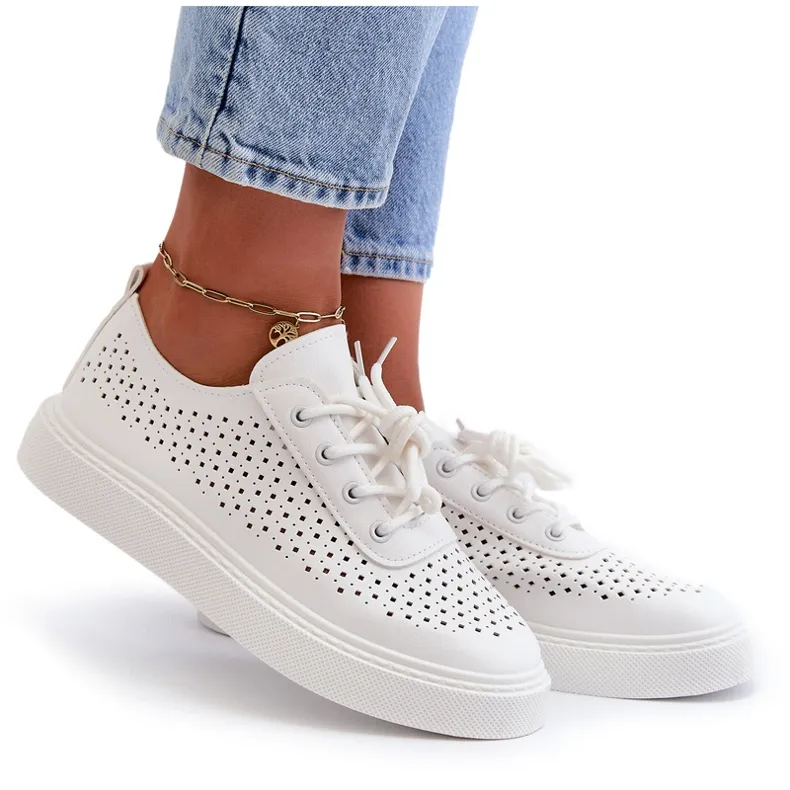 Openwork Sneakers On Platform White Tanvi