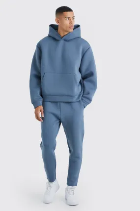 Oversized Boxy Bonded Scuba Hooded Tracksuit | boohooMAN UK