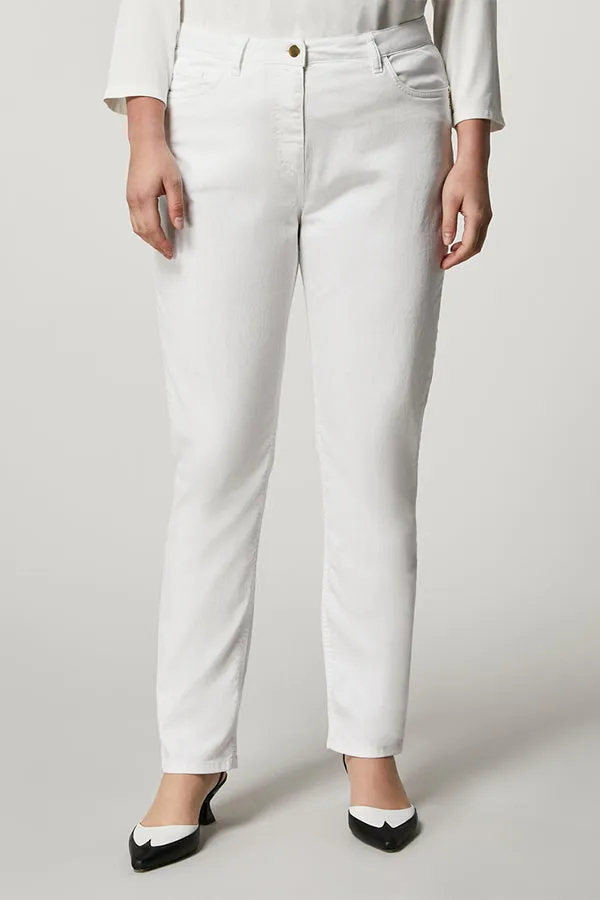 Persona (by Marina Rinaldi) MAREMMA WHITE COTTON SLIM TROUSERS