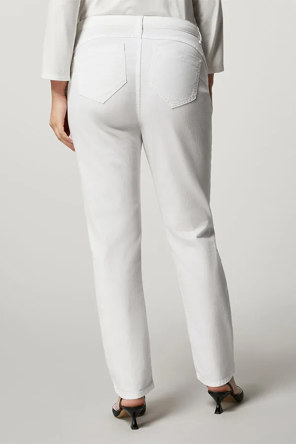 Persona (by Marina Rinaldi) MAREMMA WHITE COTTON SLIM TROUSERS