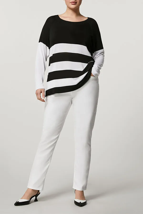 Persona (by Marina Rinaldi) MAREMMA WHITE COTTON SLIM TROUSERS