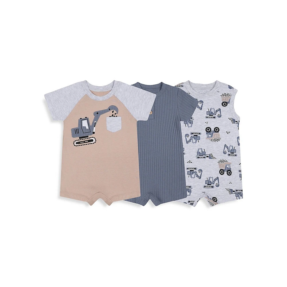 Petit Lem Baby Boy's 3-Piece Romper Set