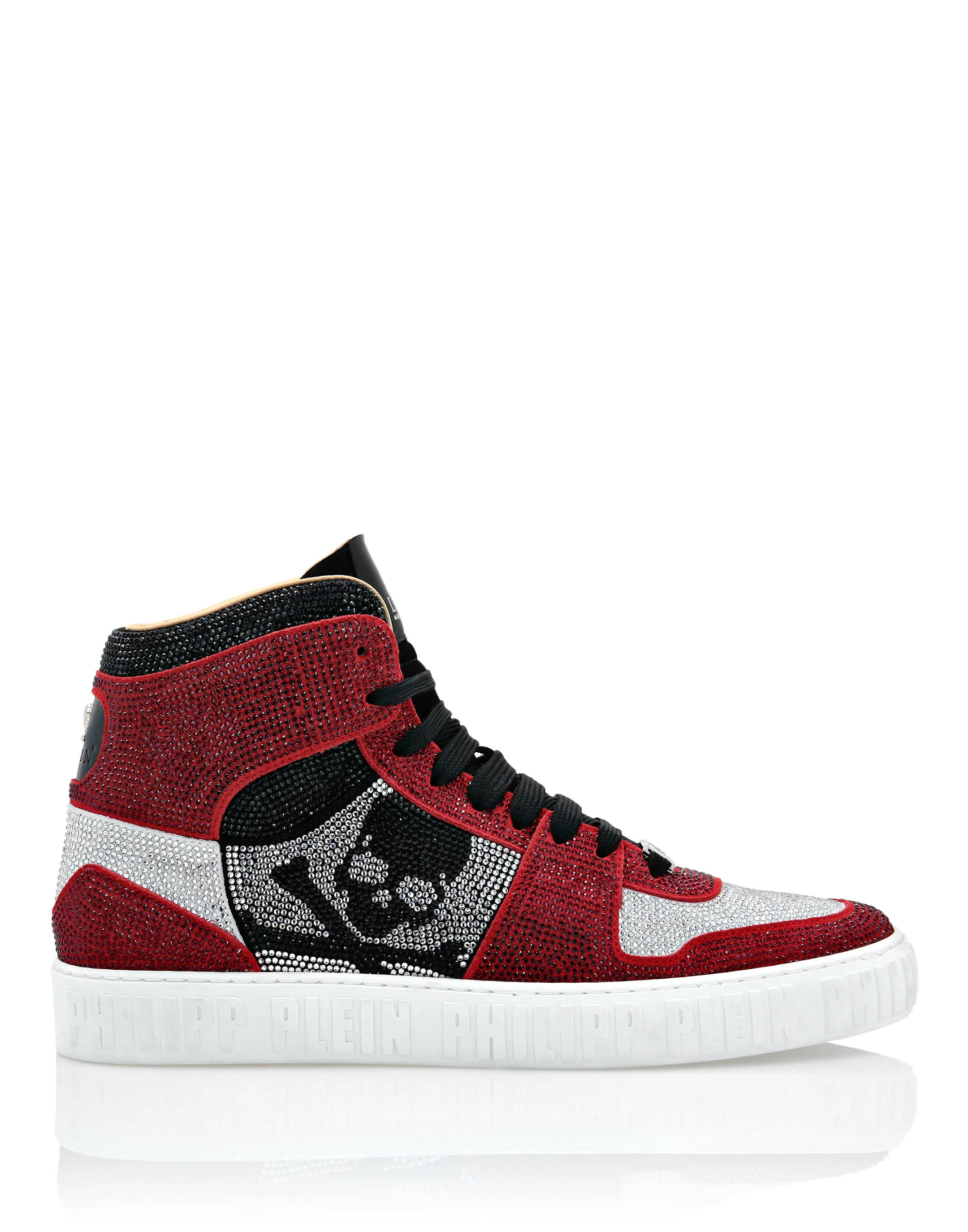 PHILIPP PLEIN HI-TOP SNEAKERS NOTORIOUS CRYSTAL SKULL with Crystals