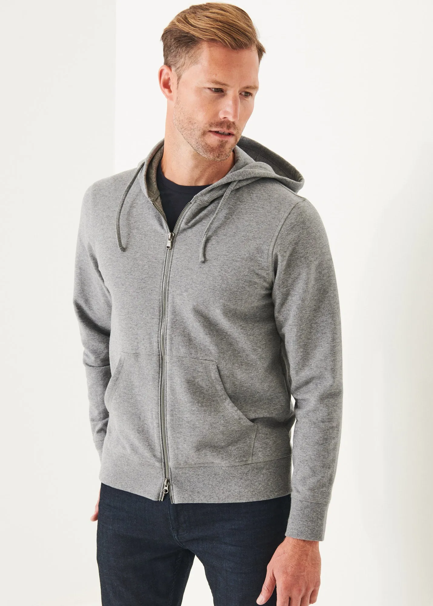 PIMA STRETCH FLEECE ZIP-UP HOODIE