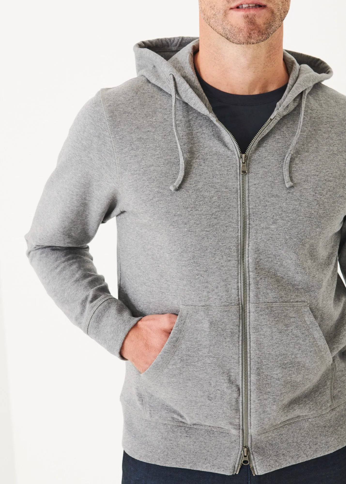 PIMA STRETCH FLEECE ZIP-UP HOODIE