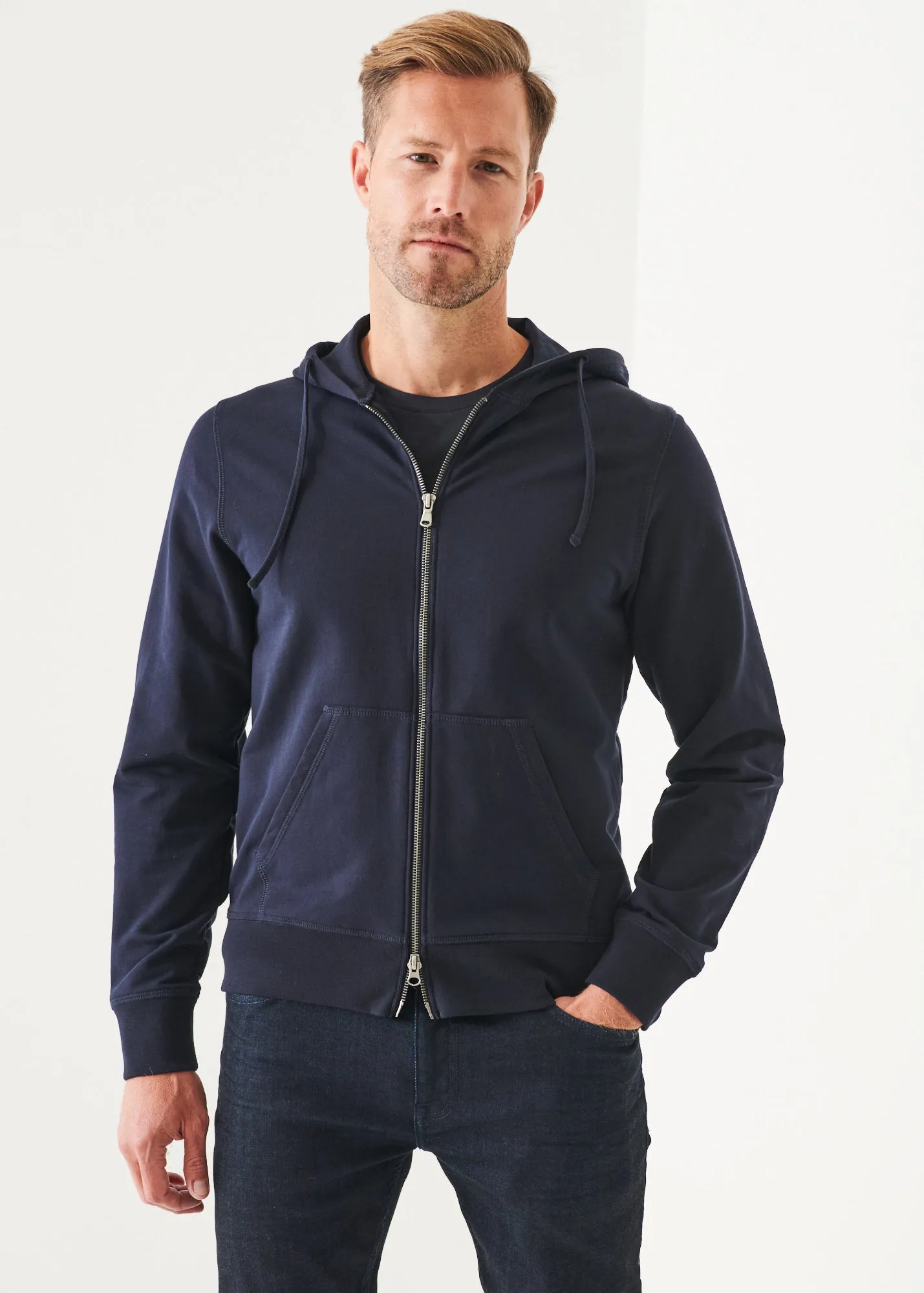 PIMA STRETCH FLEECE ZIP-UP HOODIE