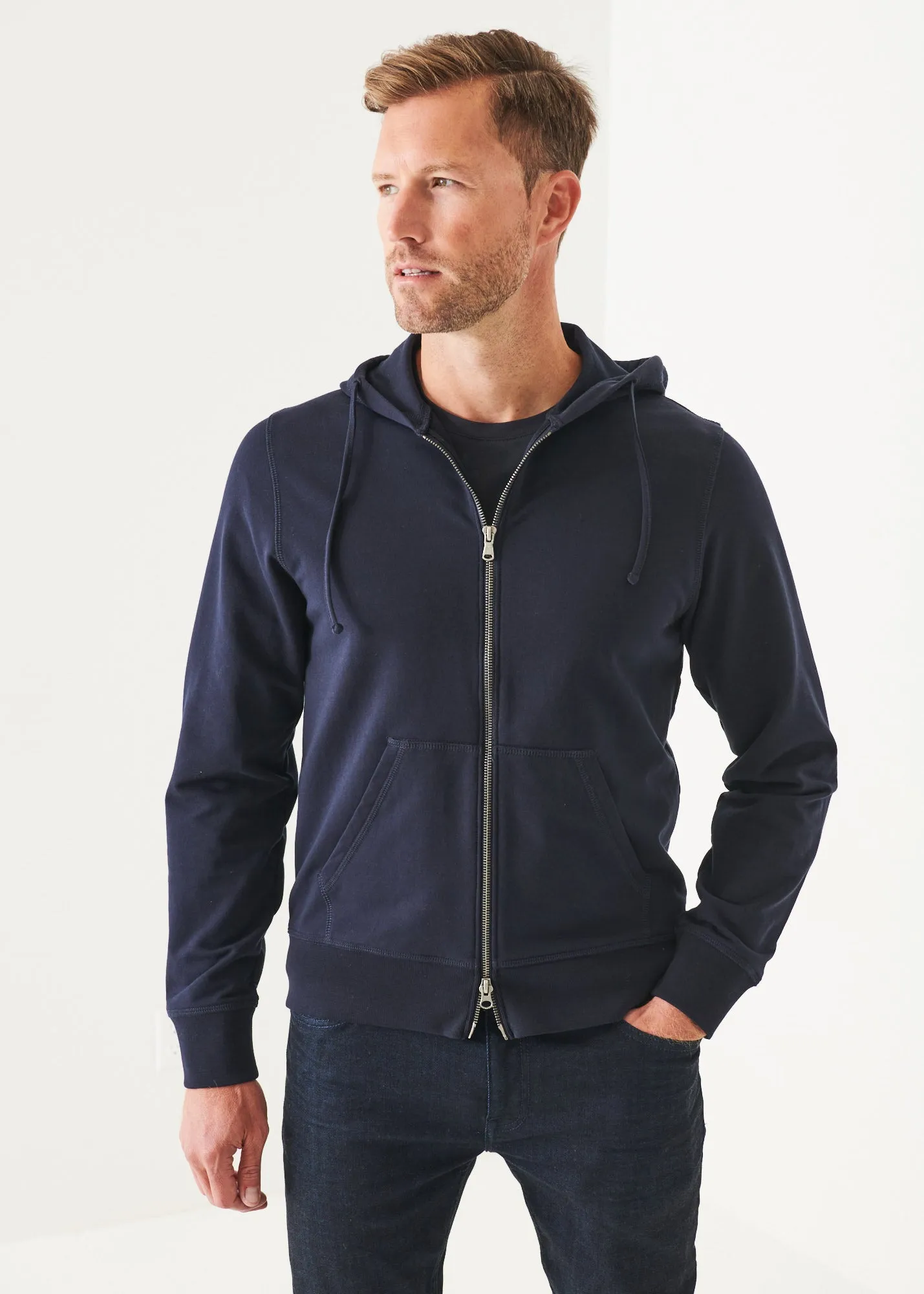 PIMA STRETCH FLEECE ZIP-UP HOODIE