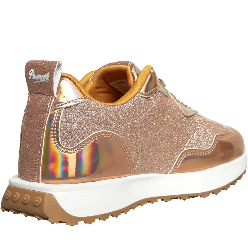 Pineapple Junior Girls Glitter Trainers Gold/Glitter