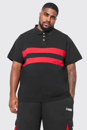 Plus Colour Block Polo | boohooMAN UK