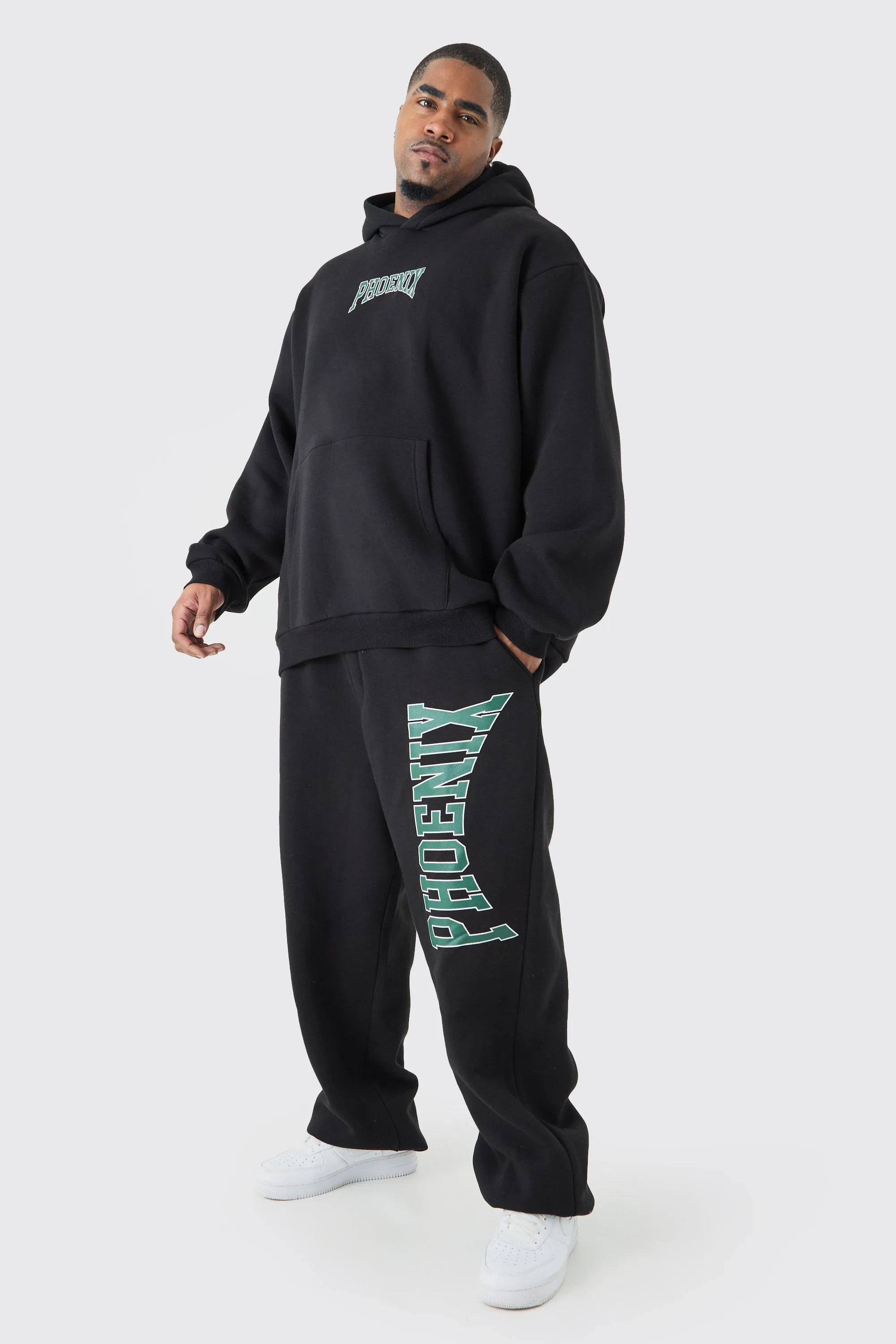 Plus Phoenix Oversized Hooded Tracksuit | boohooMAN UK