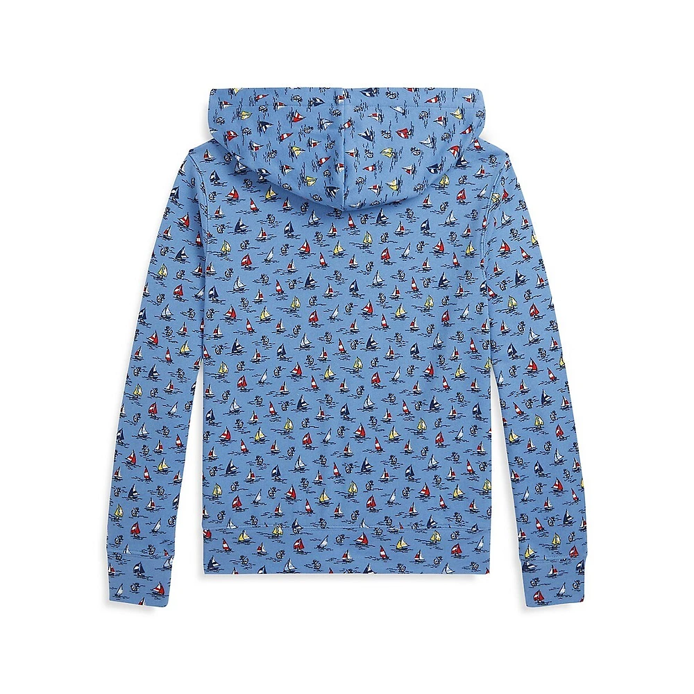 Polo Ralph Lauren Boy's Sailboat-Print Spa Terry Full-Zip Hoodie