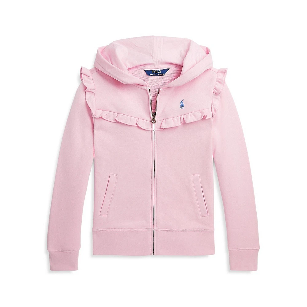 Polo Ralph Lauren Girl's Ruffled Terry Full-Zip Hoodie