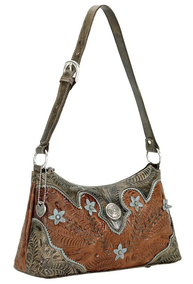 Product Name:  American West Desert Wildflower Zip Top Shoulder Bag