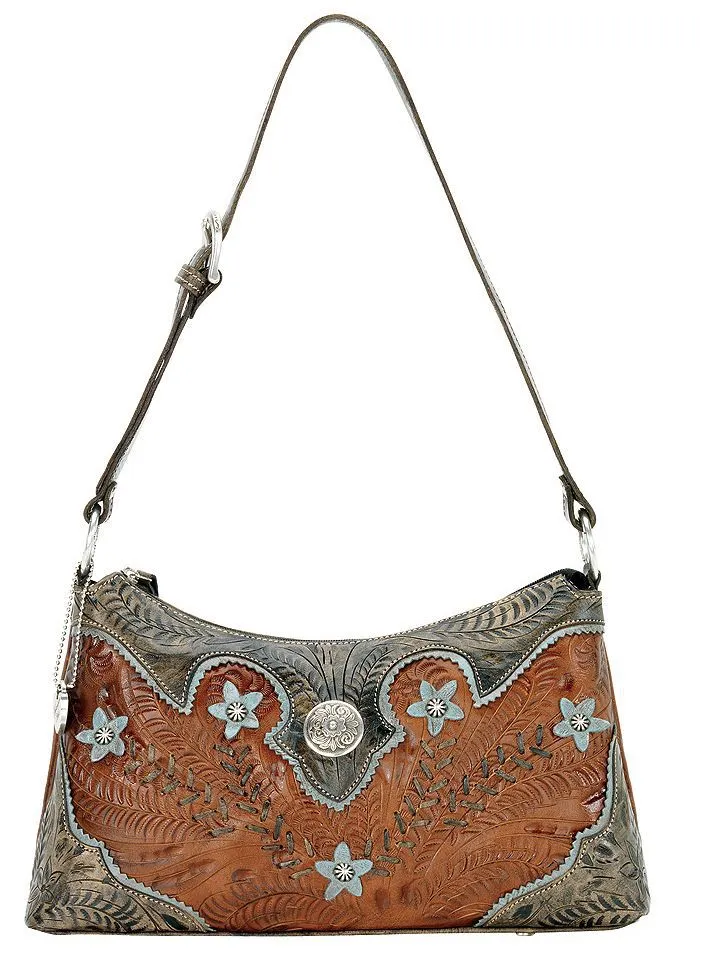 Product Name:  American West Desert Wildflower Zip Top Shoulder Bag