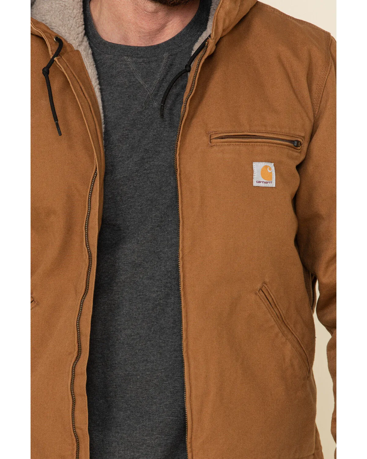 Product Name:  Carhartt Men's Washed Duck Sherpa-Lined Zip-Front Work Hooded Jacket - Tall