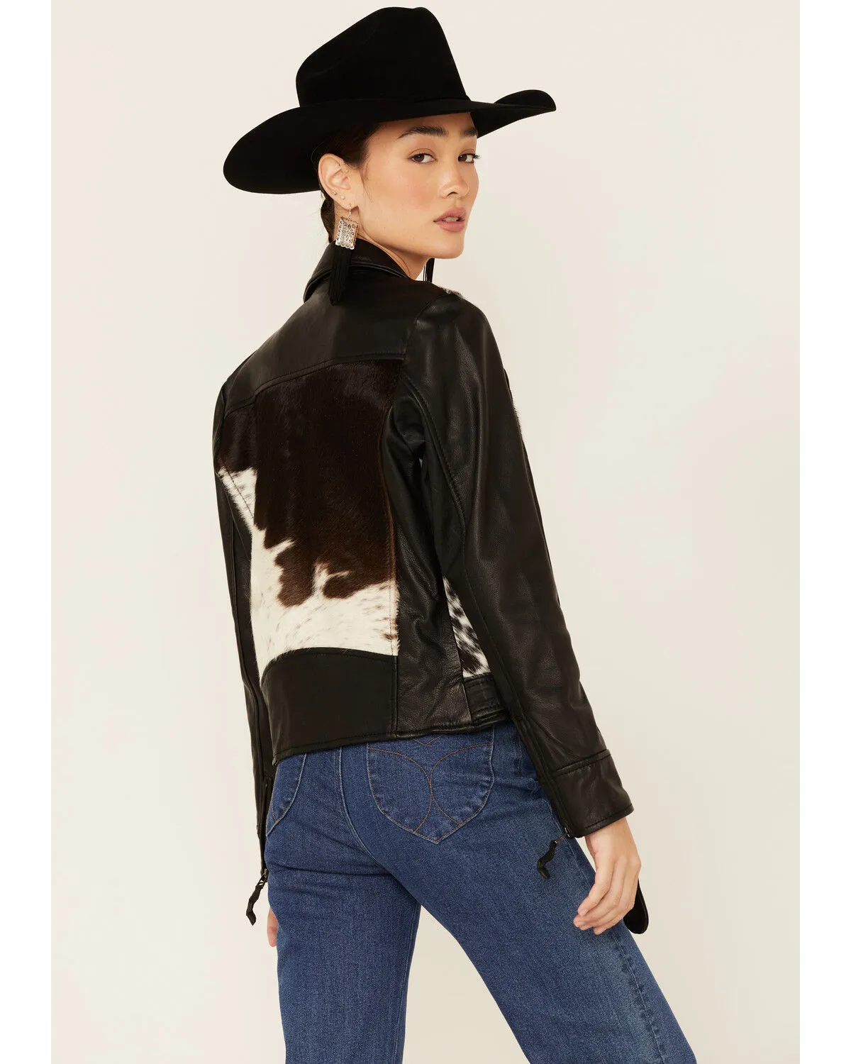 Product Name:  STS Ranchwear Women's Cow Print Leather Jacket