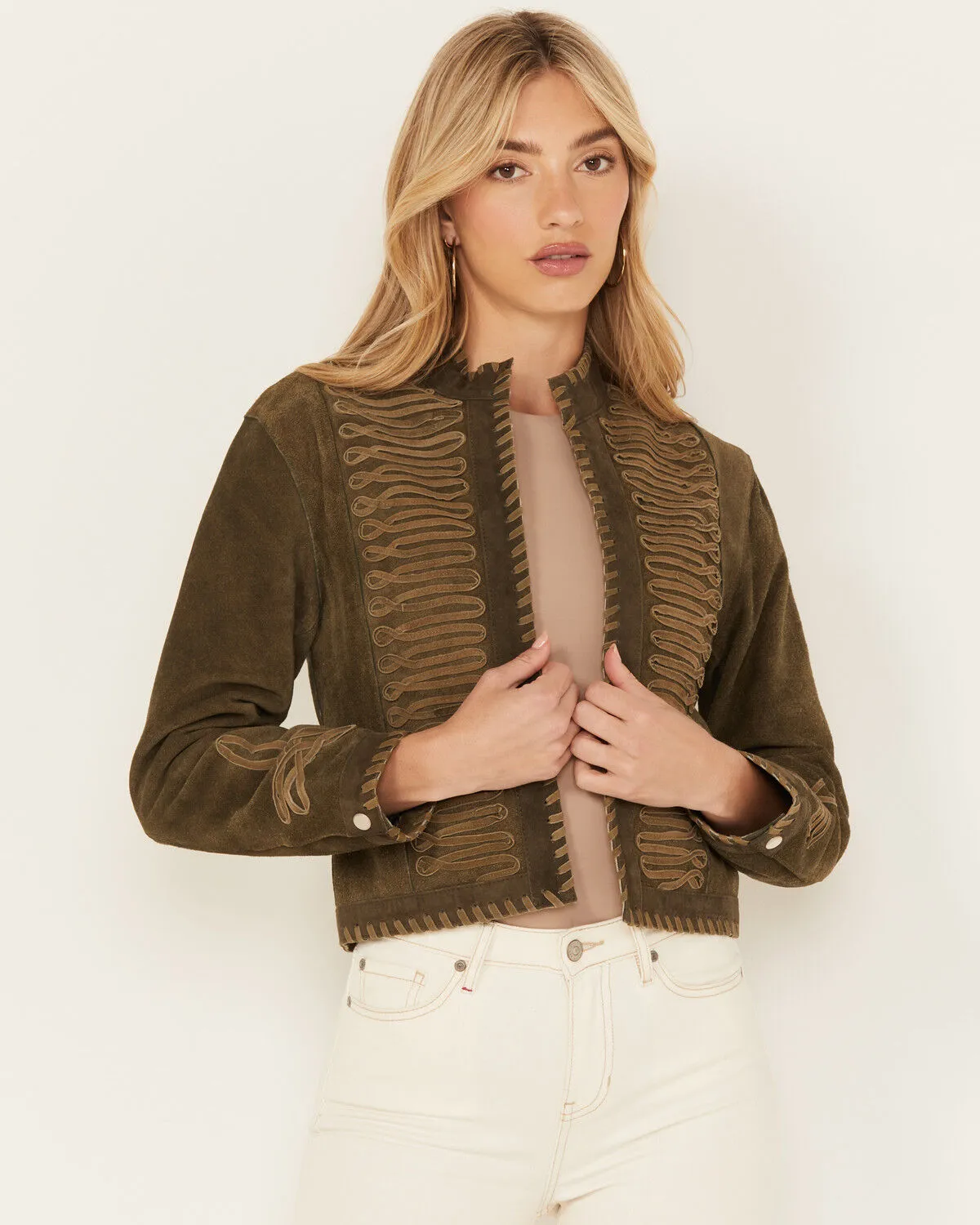 Product Name:  Understated Leather Women's Suede Duel Military Jacket