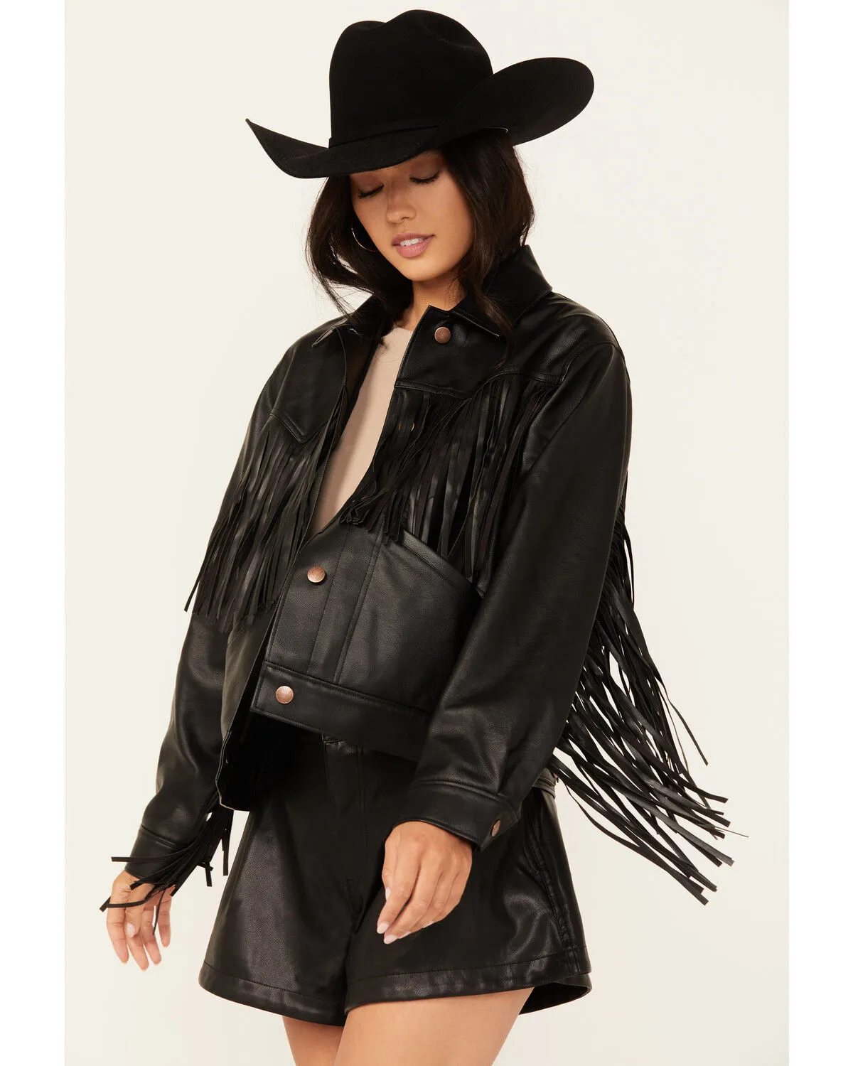 Product Name:  Wrangler Women's Wild Oversized Faux Leather Fringe Jacket