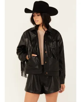 Product Name:  Wrangler Women's Wild Oversized Faux Leather Fringe Jacket