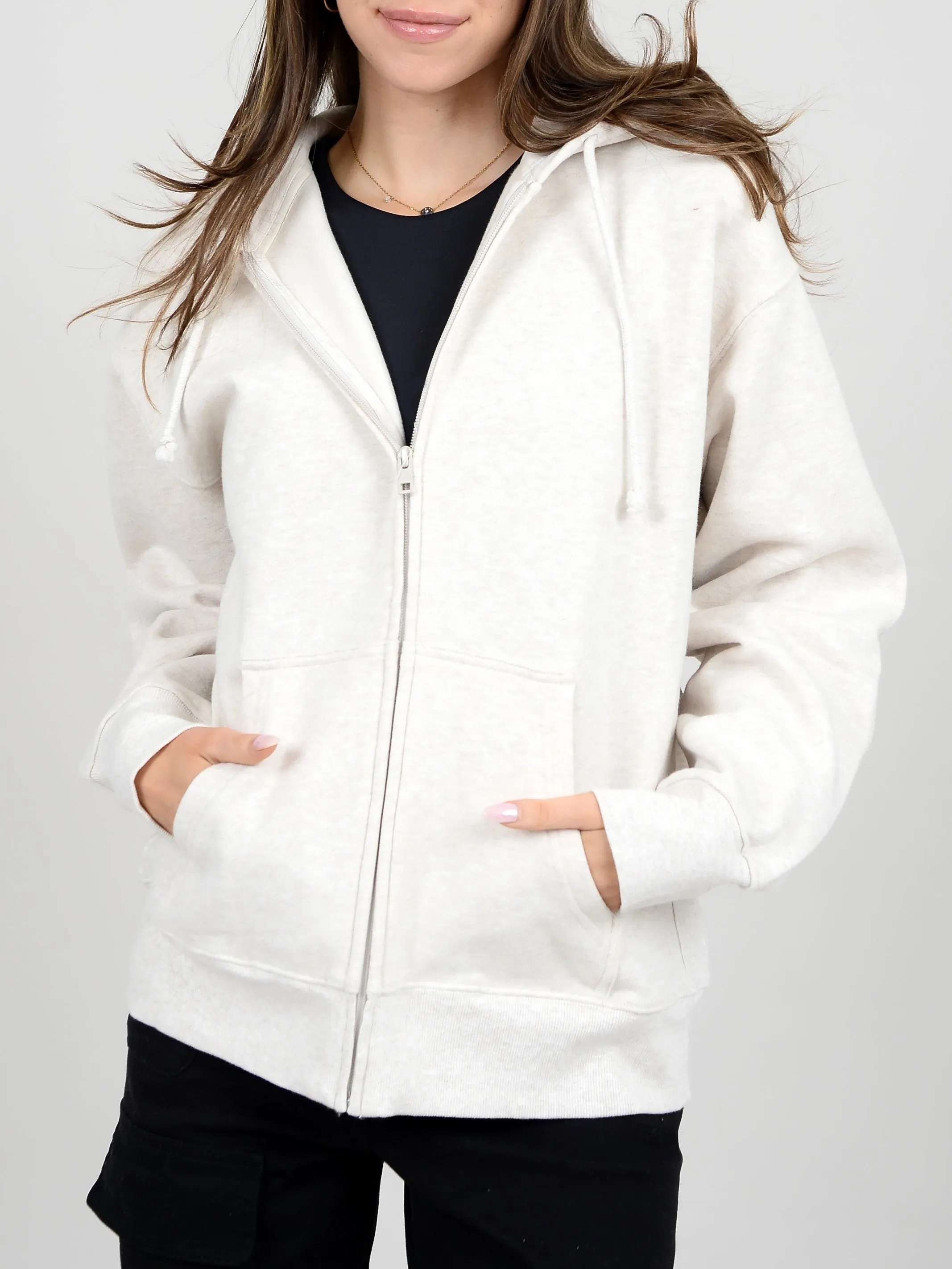 RD STYLE Cozy Fleece Boyfriend Zip-Up Hoodie